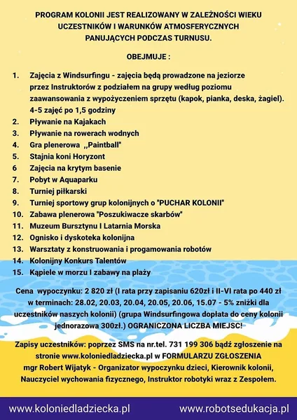 Archiwalny program i informacje o nadmorskich koloniach Wakacje 2025