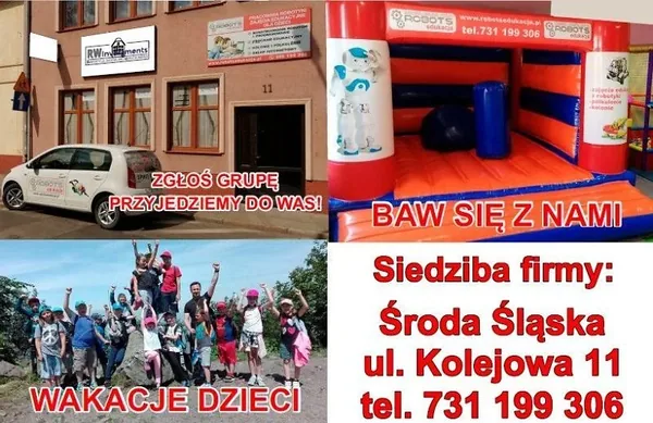 Kolaż zdjęć pracowni i siedziby organizatora przy ulicy Kolejowej 11 w Środzie Śląskiej